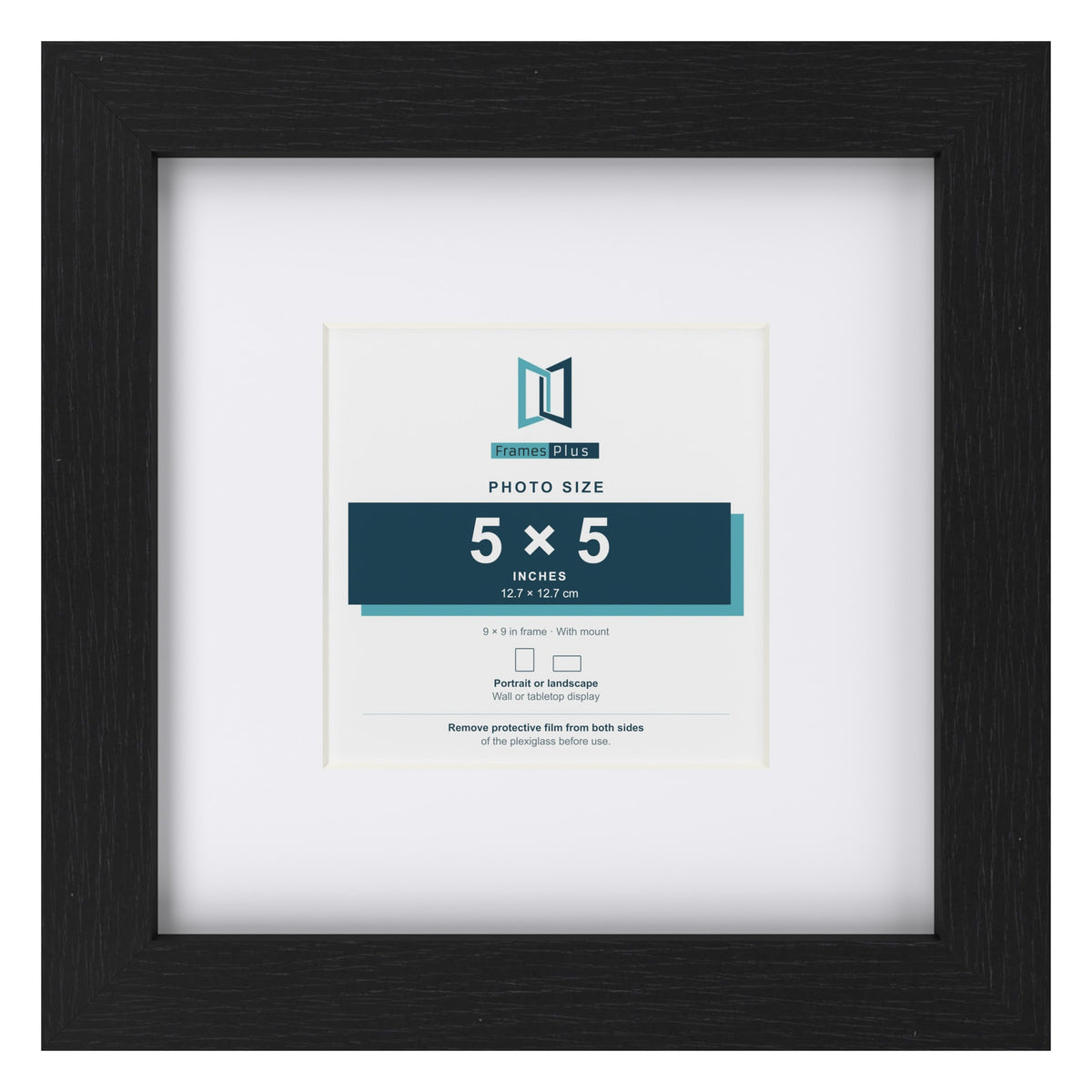 Classic Black 9 x 9 inch picture frame with a white mount for a 5 x 5 inch photo