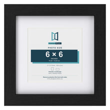 Classic Black 9 x 9 inch picture frame with a white mount for a 6 x 6 inch photo