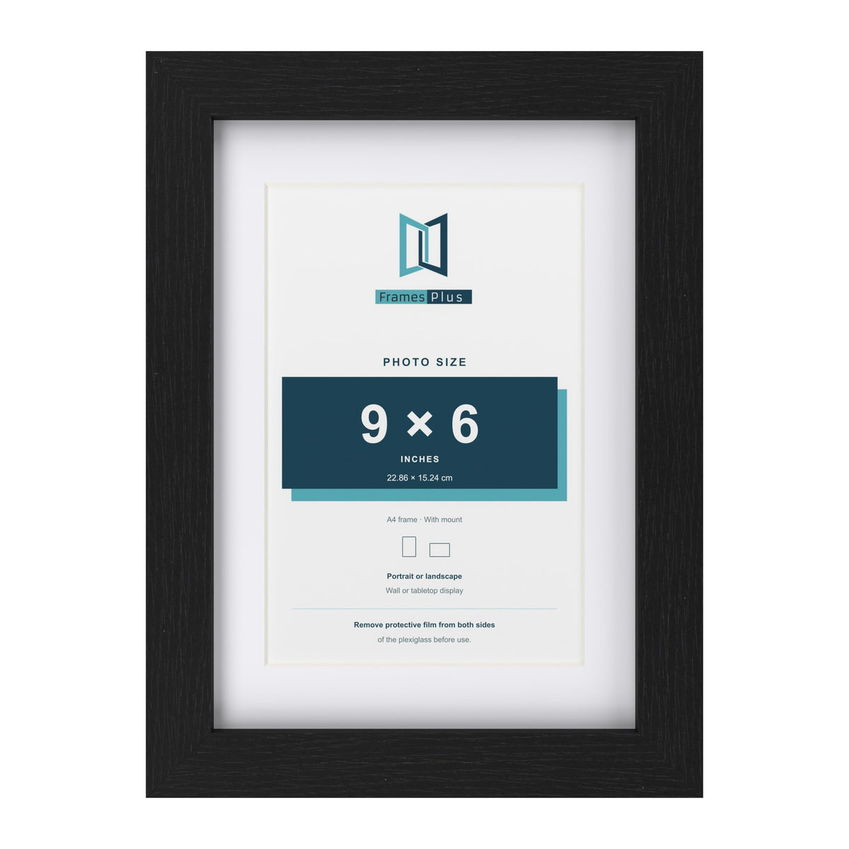 Classic Black A4 picture frame with a white mount for a 9 x 6 inch photo