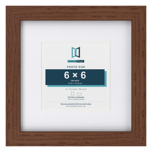 Classic Dark Teak 10 x 10 inch picture frame with a white mount for a 6 x 6 inch photo