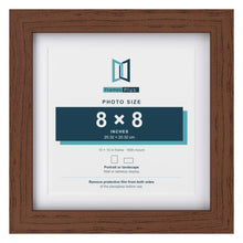 Classic Dark Teak 10 x 10 inch picture frame with a white mount for an 8 x 8 inch photo