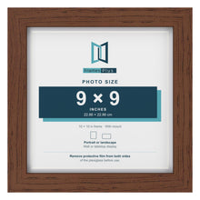 Classic Dark Teak 10 x 10 inch picture frame with a white mount for a 9 x 9 inch photo