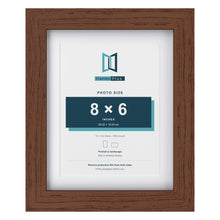 Classic Dark Teak 10 x 8 inch picture frame with a white mount for an 8 x 6 inch photo