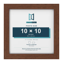 Classic Dark Teak 11 x 11 inch picture frame with a white mount for a 10 x 10 inch photo