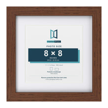 Classic Dark Teak 11 x 11 inch picture frame with a white mount for an 8 x 8 inch photo