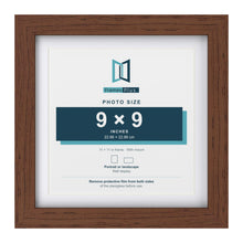 Classic Dark Teak 11 x 11 inch picture frame with a white mount for a 9 x 9 inch photo