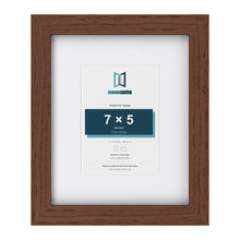 Classic Dark Teak 11 x 9 inch picture frame with a white mount for a 7 x 5 inch photo