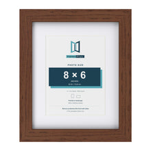 Classic Dark Teak 11 x 9 inch picture frame with a white mount for an 8 x 6 inch photo