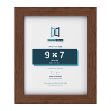 Classic Dark Teak 11 x 9 inch picture frame with a white mount for a 9 x 7 inch photo