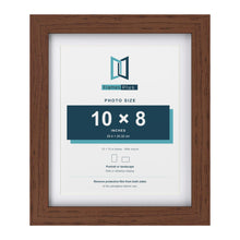 Classic Dark Teak 12 x 10 inch picture frame with a white mount for a 10 x 8 inch photo