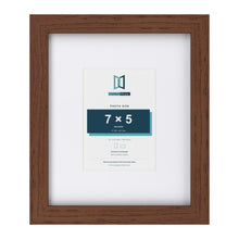Classic Dark Teak 12 x 10 inch picture frame with a white mount for a 7 x 5 inch photo