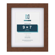 Classic Dark Teak 12 x 10 inch picture frame with a white mount for a 9 x 7 inch photo