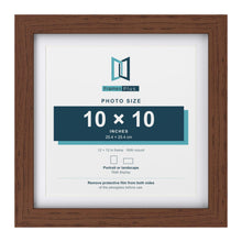 Classic Dark Teak 12 x 12 inch picture frame with a white mount for a 10 x 10 inch photo