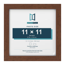 Classic Dark Teak 12 x 12 inch picture frame with a white mount for an 11 x 11 inch photo