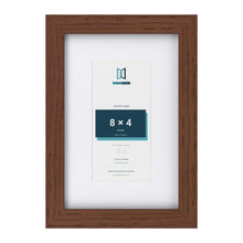 Classic Dark Teak 12 x 8 inch picture frame with a white mount for an 8 x 4 inch photo