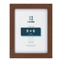Classic Dark Teak 12 x 9 inch picture frame with a white mount for a 9 x 6 inch photo