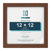 Classic Dark Teak 13 x 13 inch picture frame with a white mount for a 12 x 12 inch photo