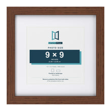 Classic Dark Teak 13 x 13 inch picture frame with a white mount for a 9 x 9 inch photo