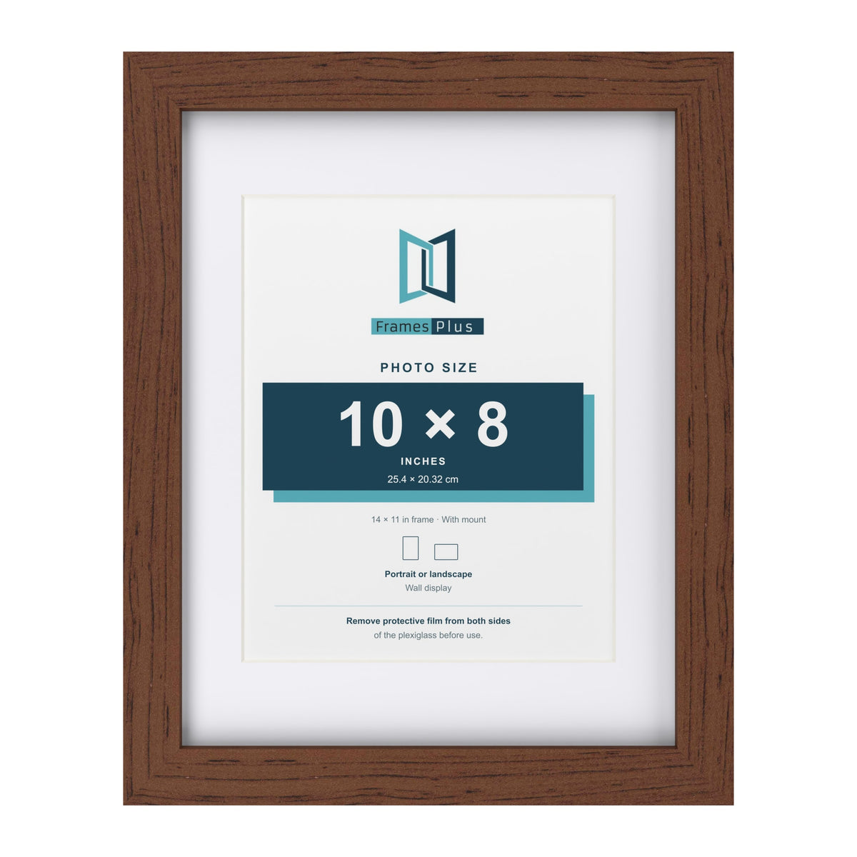 Classic Dark Teak 14 x 11 inch picture frame with a white mount for a 10 x 8 inch photo