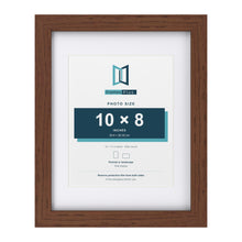 Classic Dark Teak 14 x 11 inch picture frame with a white mount for a 10 x 8 inch photo