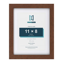 Classic Dark Teak 14 x 11 inch picture frame with a white mount for an 11 x 8 inch photo