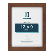 Classic Dark Teak 14 x 11 inch picture frame with a white mount for a 12 x 9 inch photo