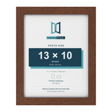 Classic Dark Teak 14 x 11 inch picture frame with a white mount for a 13 x 10 inch photo