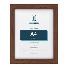 Classic Dark Teak 14 x 11 inch picture frame with a white mount for an A4 photo
