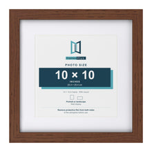 Classic Dark Teak 14 x 14 inch picture frame with a white mount for a 10 x 10 inch photo