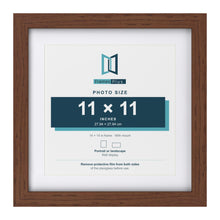 Classic Dark Teak 14 x 14 inch picture frame with a white mount for an 11 x 11 inch photo