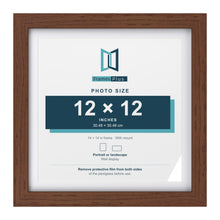 Classic Dark Teak 14 x 14 inch picture frame with a white mount for a 12 x 12 inch photo