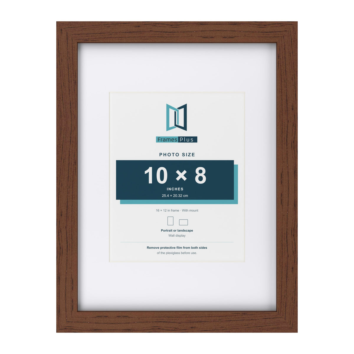 Classic Dark Teak 16 x 12 inch picture frame with a white mount for a 10 x 8 inch photo