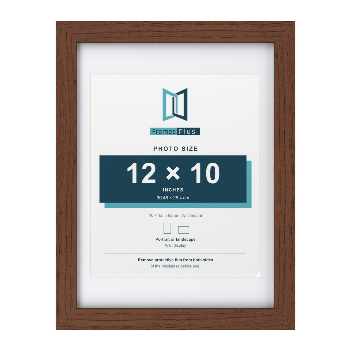 Classic Dark Teak 16 x 12 inch picture frame with a white mount for a 12 x 10 inch photo