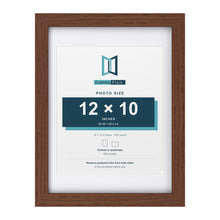 Classic Dark Teak 16 x 12 inch picture frame with a white mount for a 12 x 10 inch photo