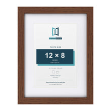 Classic Dark Teak 16 x 12 inch picture frame with a white mount for a 12 x 8 inch photo