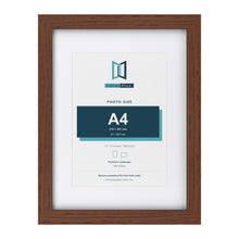 Classic Dark Teak 16 x 12 inch picture frame with a white mount for an A4 photo