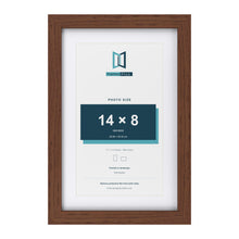 Classic Dark Teak 17 x 11 inch picture frame with a white mount for a 14 x 8 inch photo