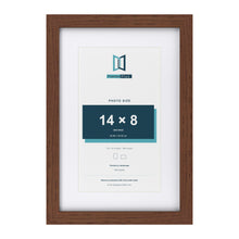 Classic Dark Teak 18 x 12 inch picture frame with a white mount for a 14 x 8 inch photo