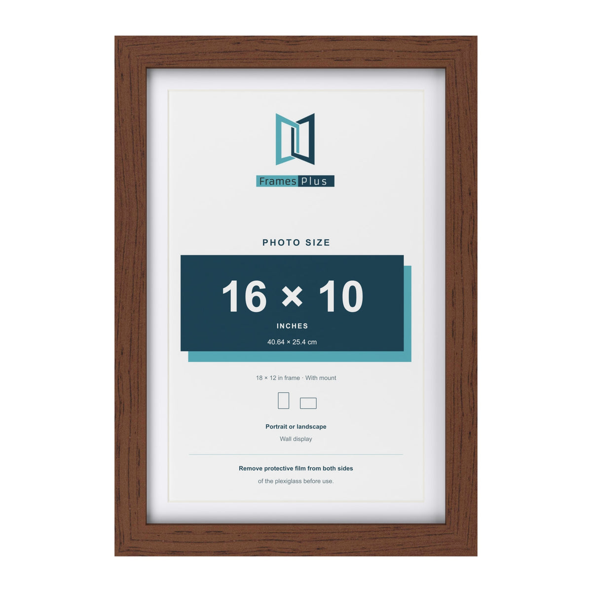 Classic Dark Teak 18 x 12 inch picture frame with a white mount for a 16 x 10 inch photo