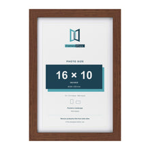 Classic Dark Teak 18 x 12 inch picture frame with a white mount for a 16 x 10 inch photo