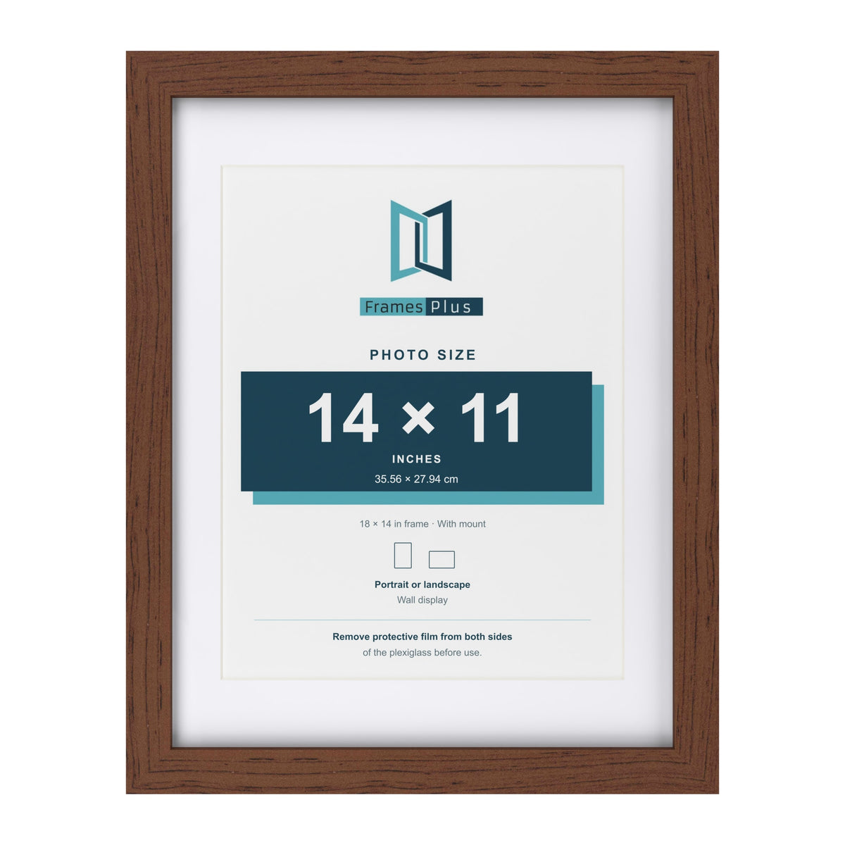 Classic Dark Teak 18 x 14 inch picture frame with a white mount for a 14 x 11 inch photo