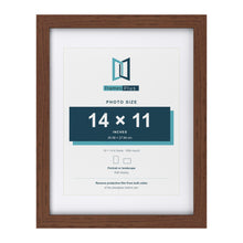 Classic Dark Teak 18 x 14 inch picture frame with a white mount for a 14 x 11 inch photo