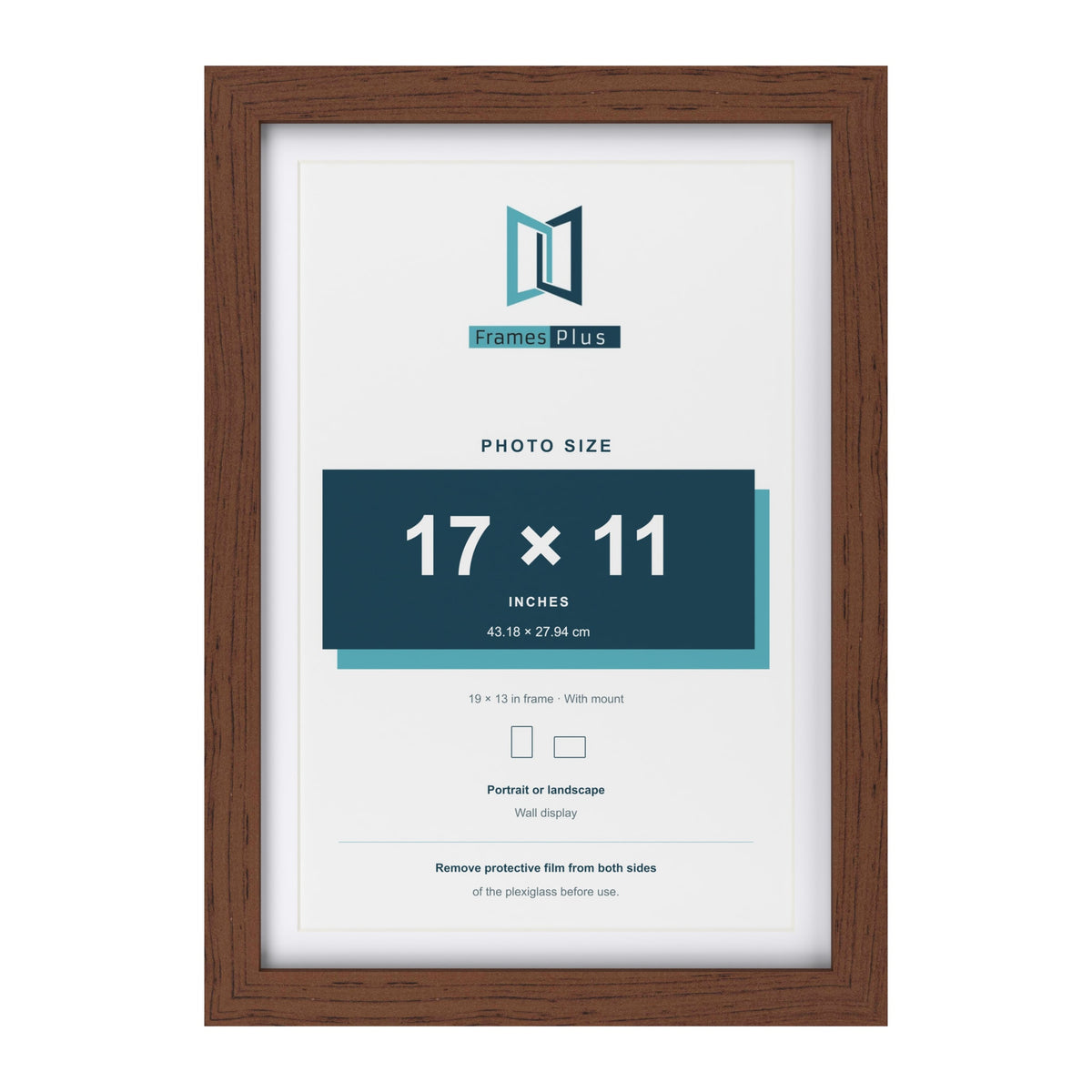 Classic Dark Teak 19 x 13 inch picture frame with a white mount for a 17 x 11 inch photo