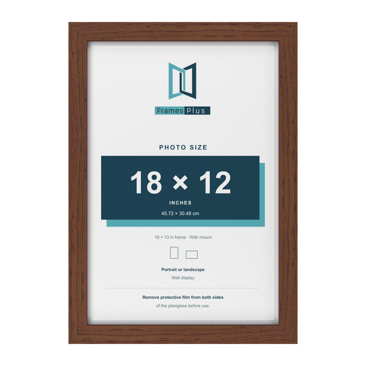 Classic Dark Teak 19 x 13 inch picture frame with a white mount for an 18 x 12 inch photo