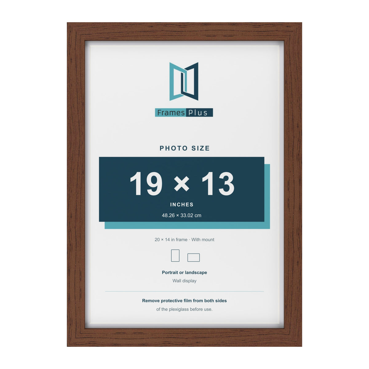 Classic Dark Teak 20 x 14 inch picture frame with a white mount for a 19 x 13 inch photo