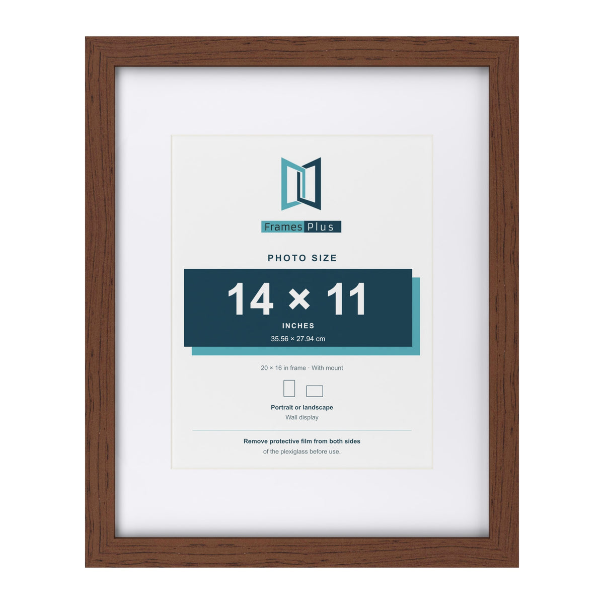 Classic Dark Teak 20 x 16 inch picture frame with a white mount for a 14 x 11 inch photo