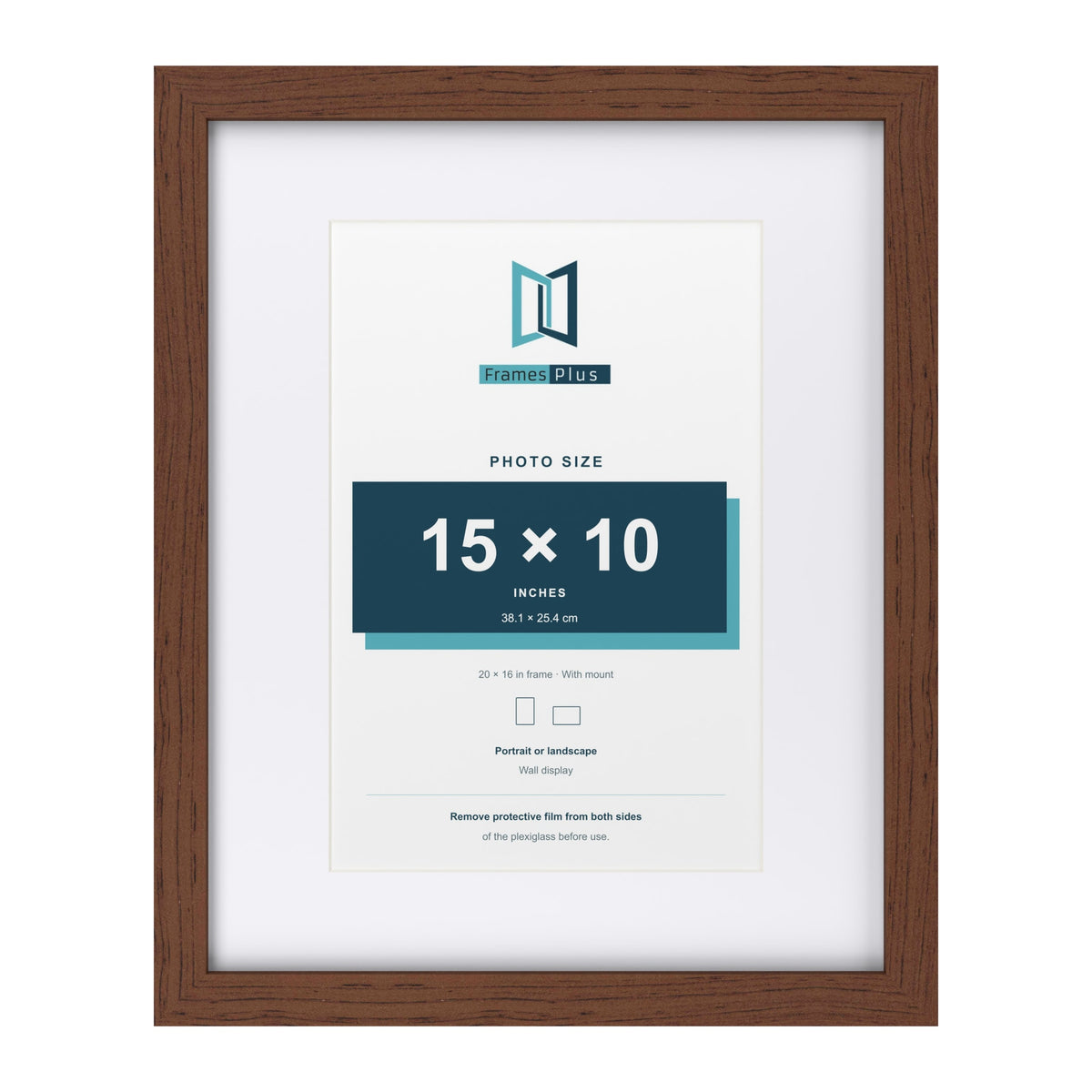 Classic Dark Teak 20 x 16 inch picture frame with a white mount for a 15 x 10 inch photo