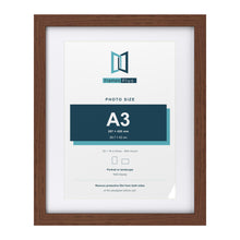 Classic Dark Teak 20 x 16 inch picture frame with a white mount for an A3 photo