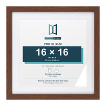 Classic Dark Teak 20 x 20 inch picture frame with a white mount for a 16 x 16 inch photo