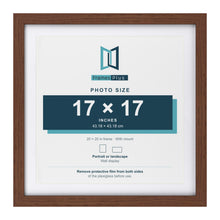 Classic Dark Teak 20 x 20 inch picture frame with a white mount for a 17 x 17 inch photo